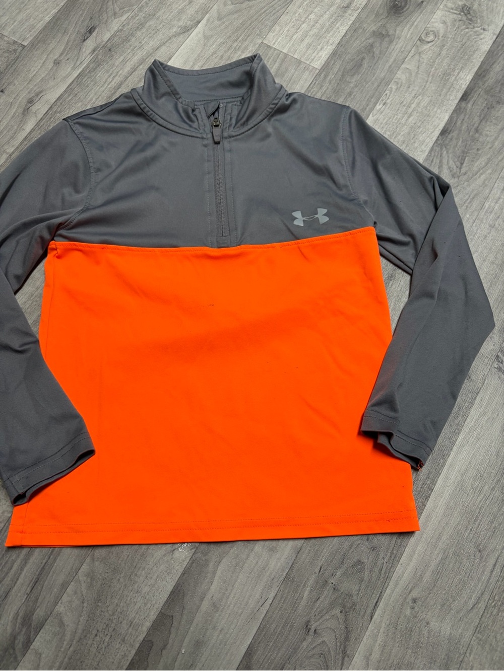Under Armour kid Gray and Orange Half-Zip Pullover